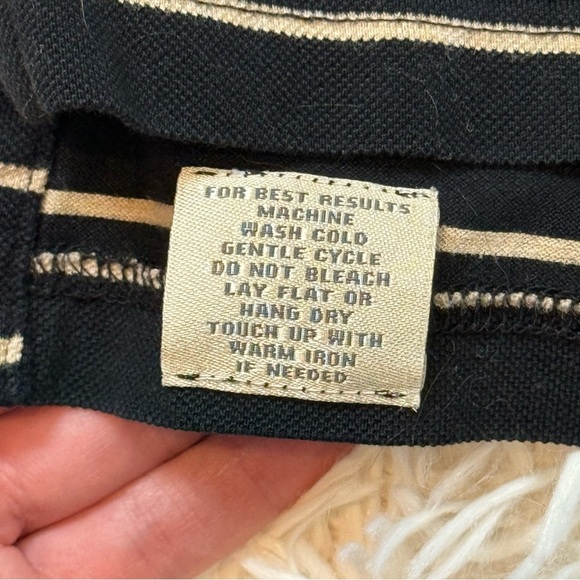 Peter Millar third button up Polo Shirt Mens Large Black white Stripes SZ M - Picture 7 of 9